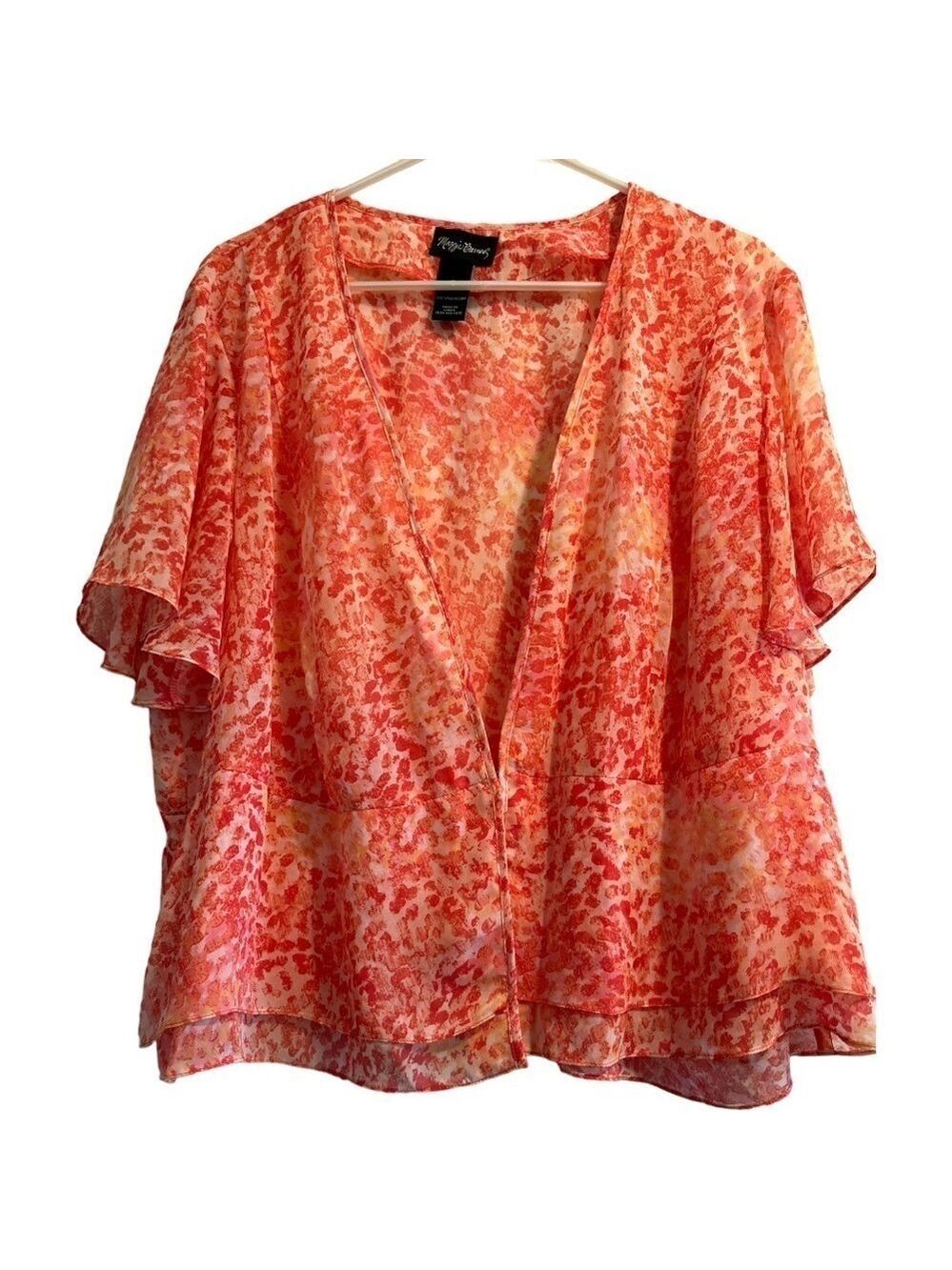 Maggie Barnes Sheer Summer Professional Over Jacket. Womens 22W Pink & Orange